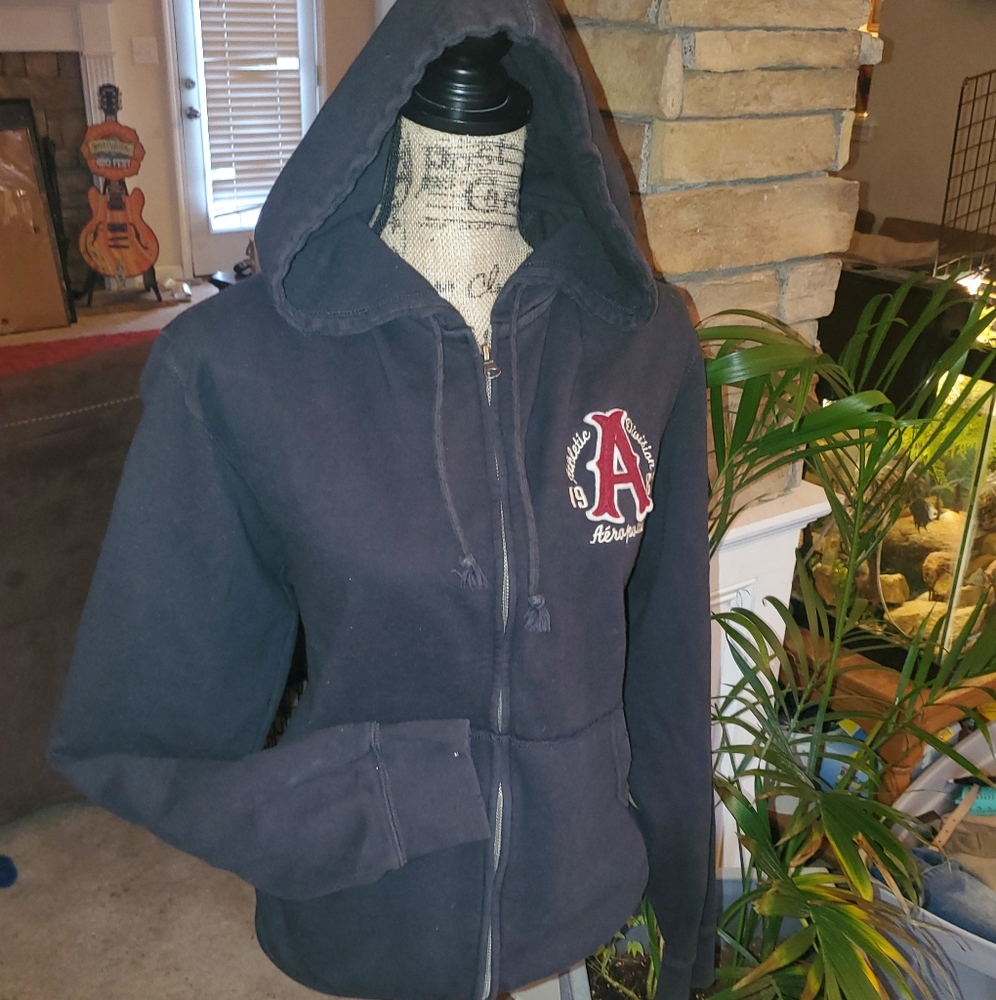 Men's Black Zip Up Hooded Jacket